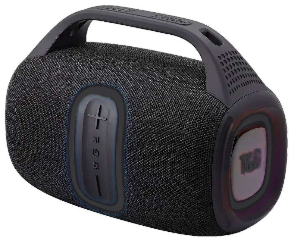 T&G 60W portable Bluetooth boombox with carry handle and RGB light rings